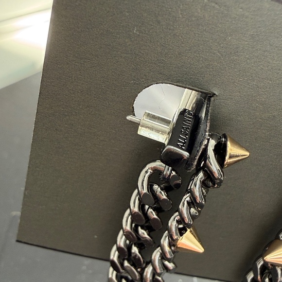 AllSaints NEW Curb Chain Front/Back Earrings gold studs - Picture 4 of 5